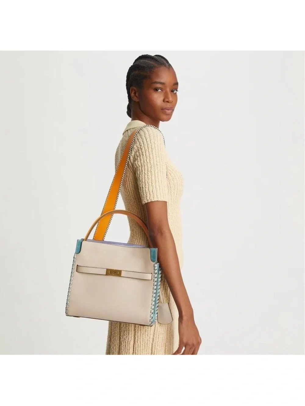 Tory Burch Lee Radziwill Small Whipstitch Leather Satchel Bag $1,398